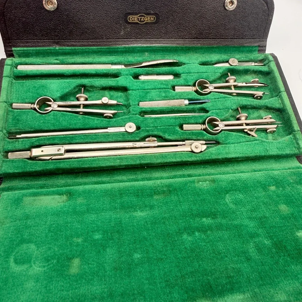 Vintage Dietzgen 1095-J Drafting Tool Set Germany US Zone Engineering Kit Case